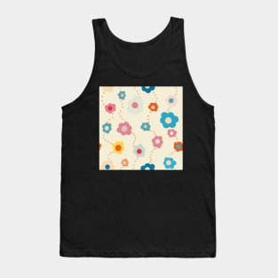 Colourful  Vintage Daisy Repeat Pattern Tank Top